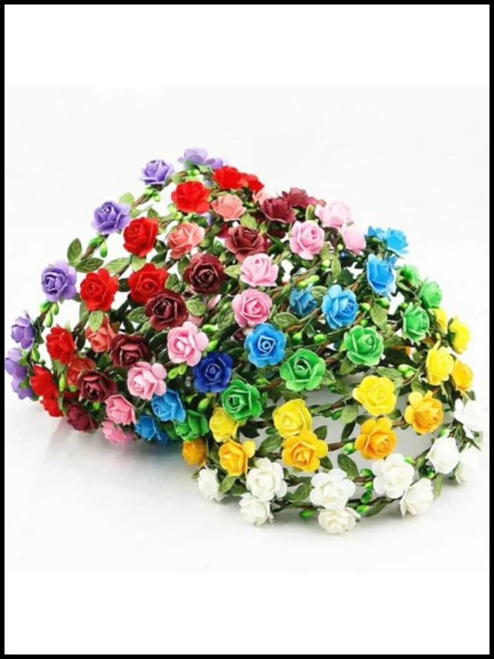 Handmade Paper Flower Crown Headbands, 7.2in Floral Wreath, Fairy Party
